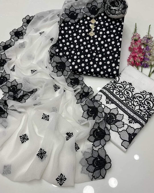 3 pcs women unstitched printed wmbroidered suit