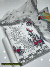 3 pcs women's orgnaza embroidered suit